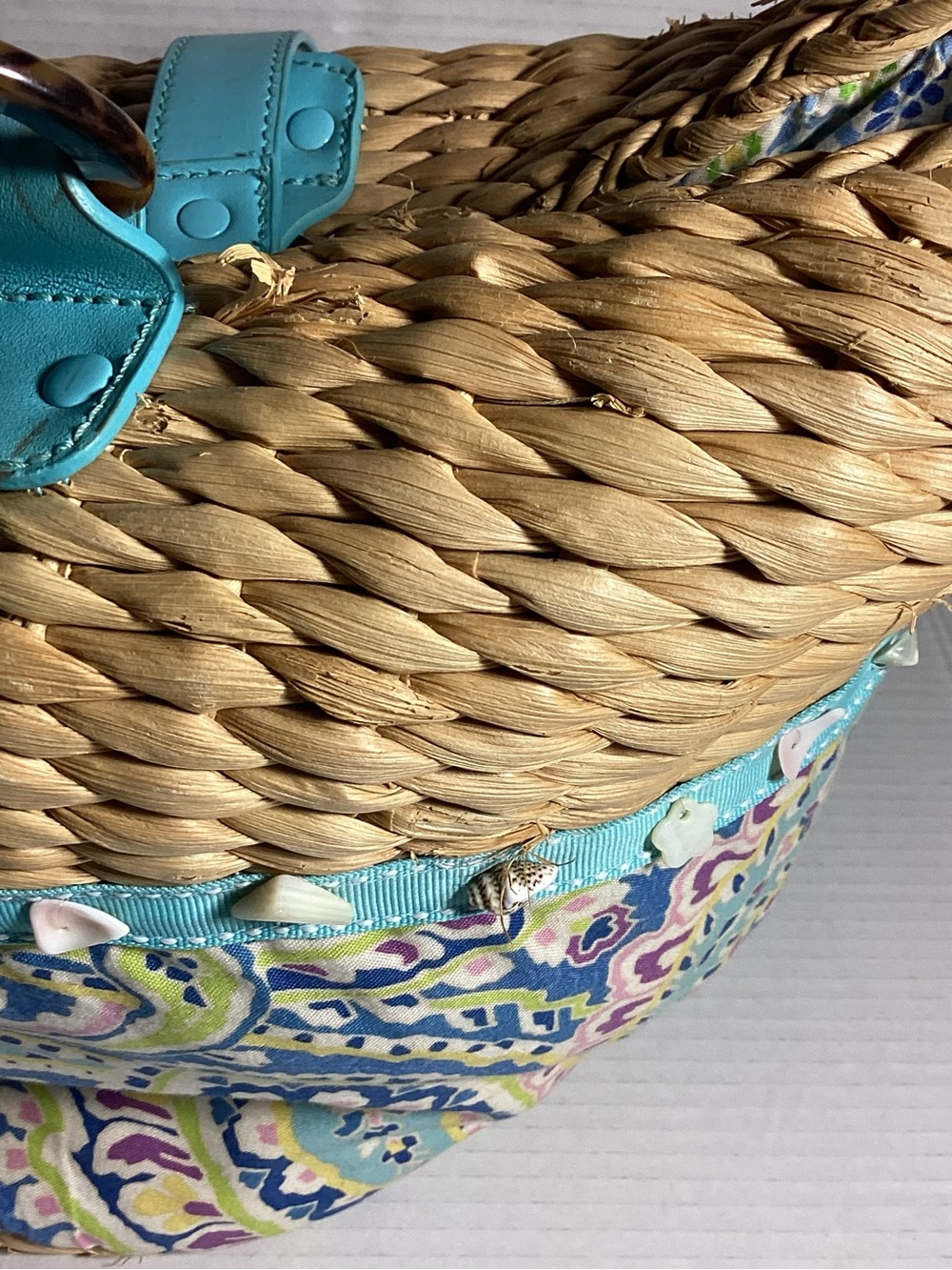 Vera Bradley Turquoise-Strap Woven Tote with Paisley Print - Picture 13 of 16